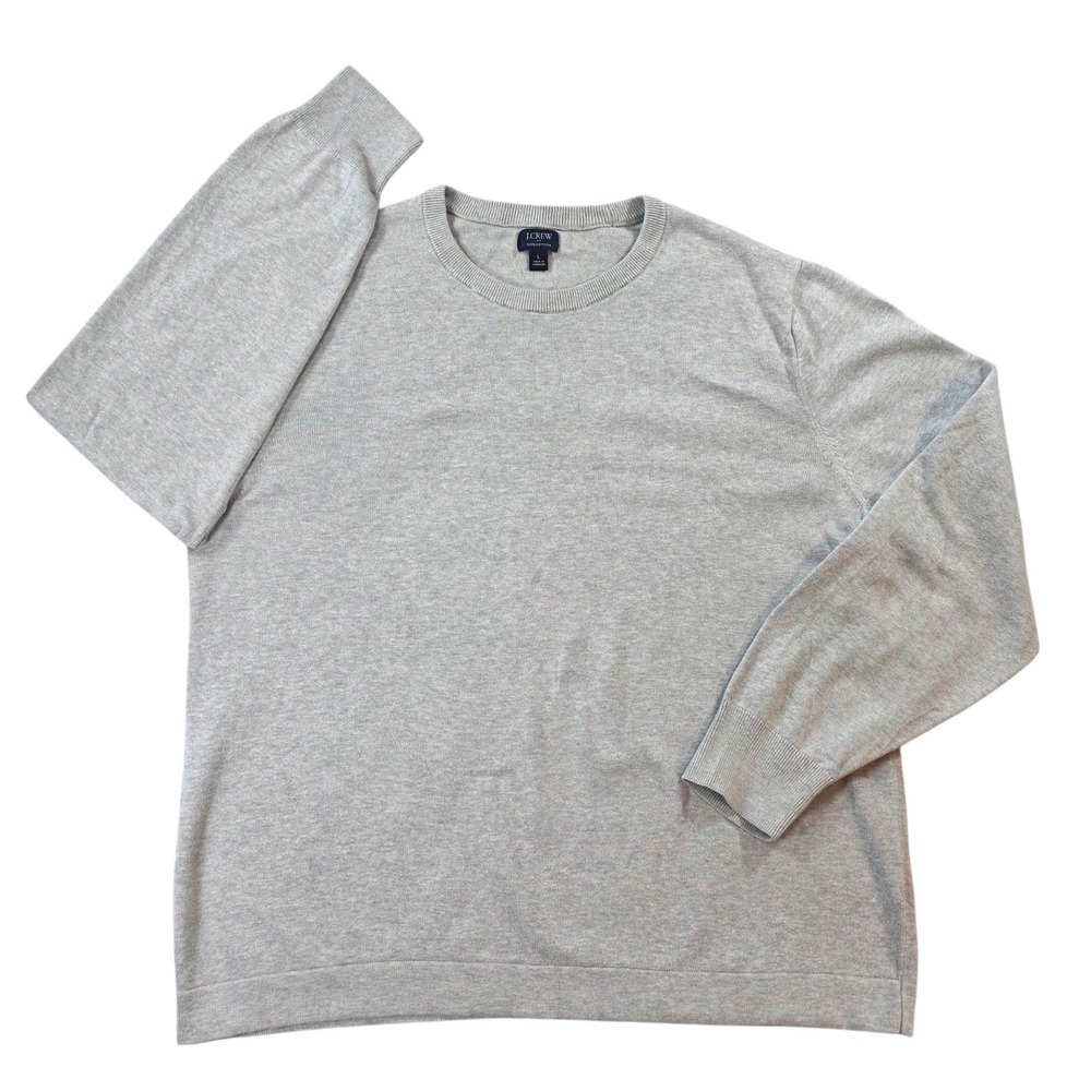 J.Crew Cotton Crewneck Sweater Heather Grey Large Mens AZ229 Pullover Normcore